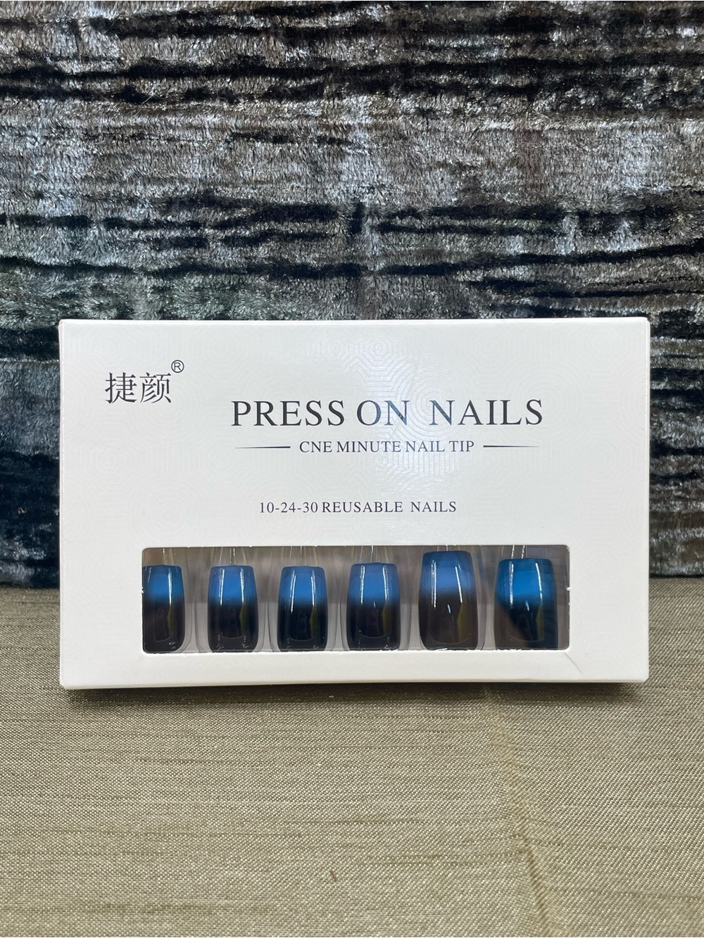 Press On Nails Blue Ombre Reusable Nail Tips